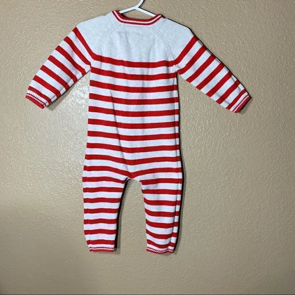 Cat & Jack baby red and white long sleeve one piece‎